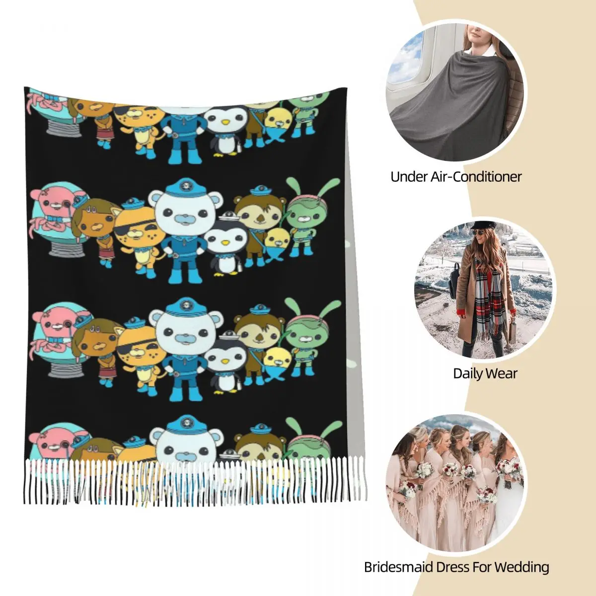 The Octonauts Scarf Tassel Scarves Women Soft Warm Shawls and Wraps Large Fall Winter Shawl Wrap