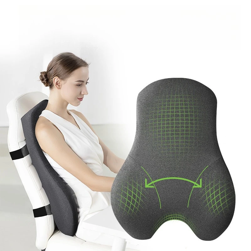 Office Chair Lumbar Support Cushion Integrated Spliced Backrest Memory Foam Waist Pillow Detachable Washable for Long Sitting