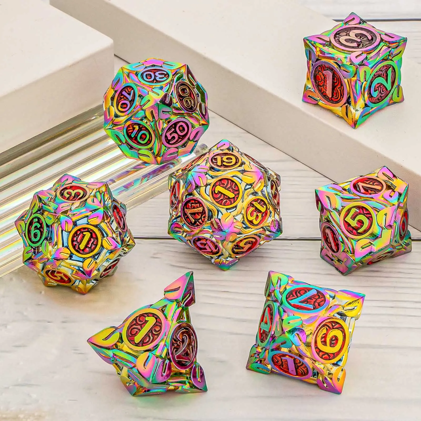 7pcs Dice Set DND Metal Dice Full Set Dice for Dungeons and Dragons Polyhedral Dice RPG Dice D&D Dice Gift