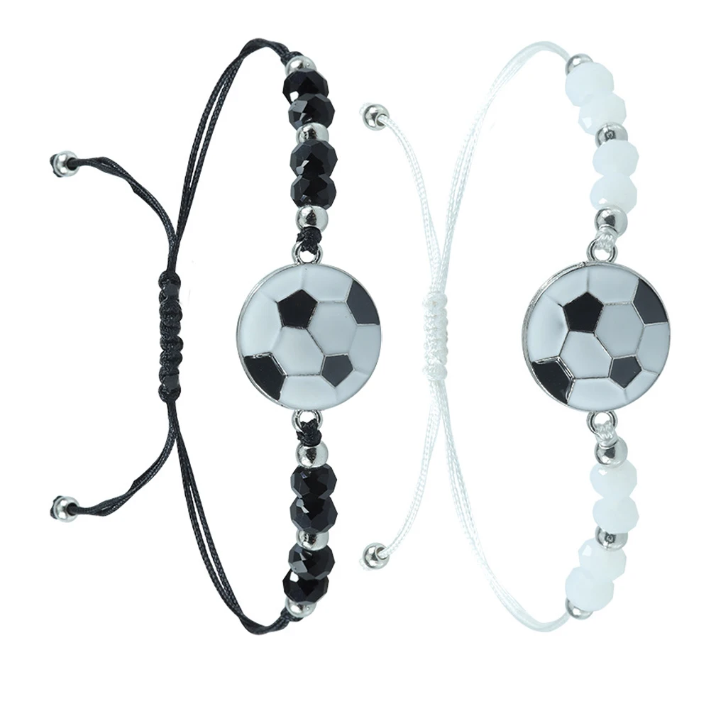 

2pcs Football Bracelet Soccer Zinc Alloy Adjustable Wrist Straps for Boys Girls Matching Lovers Charm Accessories