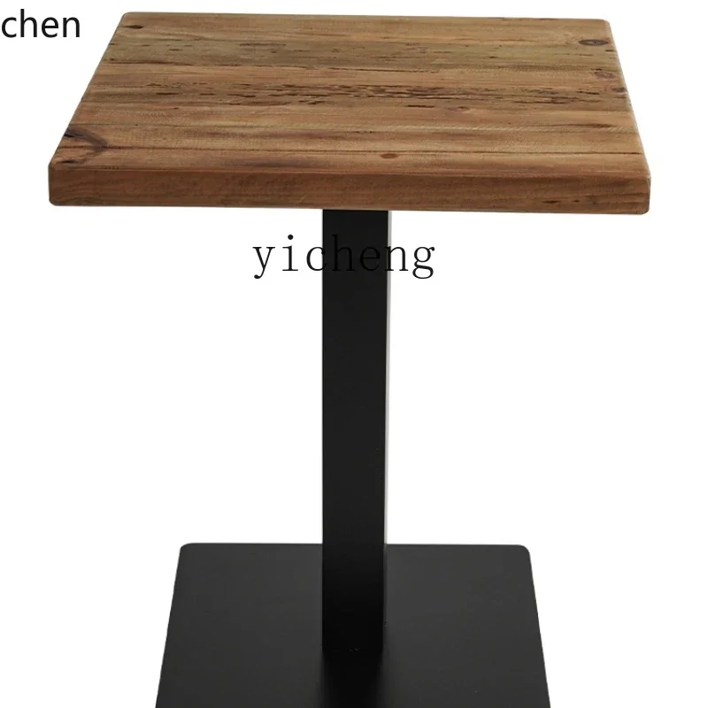 طاولة طعام من الخشب الصلب بتصميم عتيق من HXL، طاولة مربعة صغيرة B & B، طاولة مؤتمرات القهوة بأقدام حديدية #2