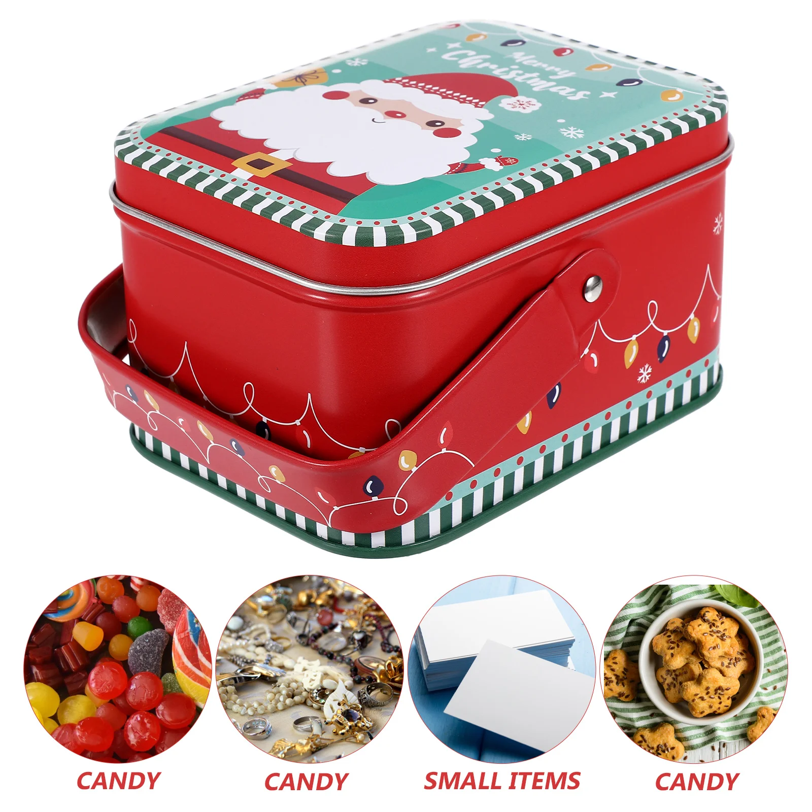 Gift Box (Santa Claus-c03) Christmas Candy Tin Biscuit Containers Cookie Sugar Case Jar