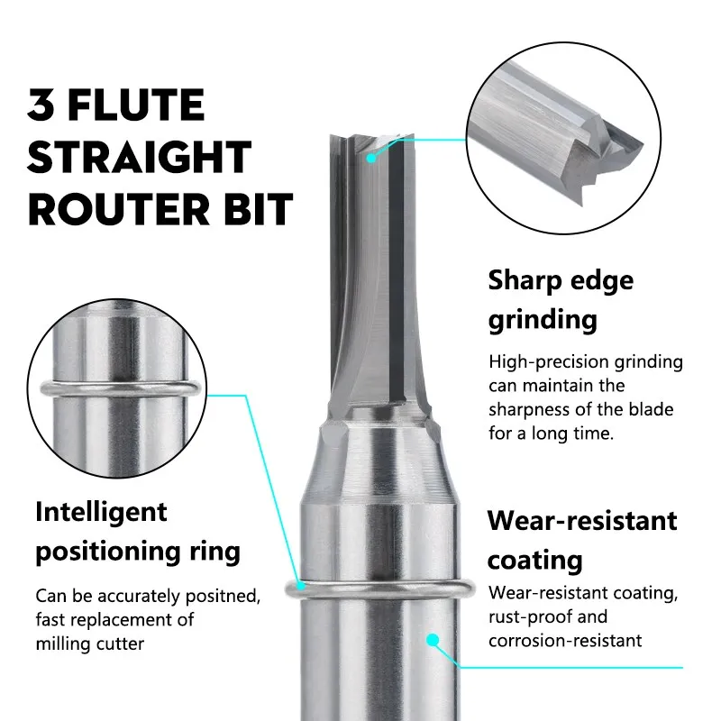 XCAN Milling Cutter 3 Flute Carbide End Mill Slot Cutter for MDF Plywood Chipboard Woodworking 1/2 Shank TCT Straight Router Bit
