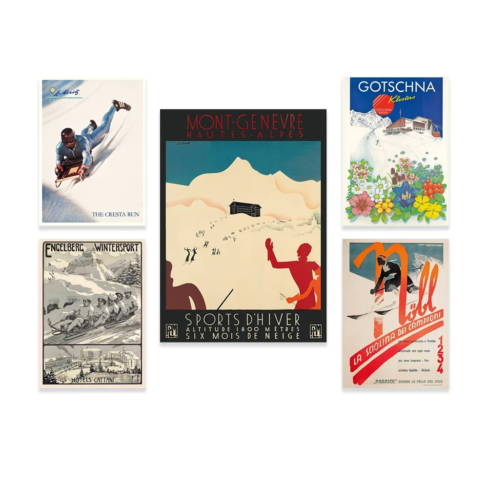 Sport D'Hiver,Winter in St. Moritz - Engadin - Zuoz, Engadin, Switzerland - Winter Sport - Vintage Travel Poster