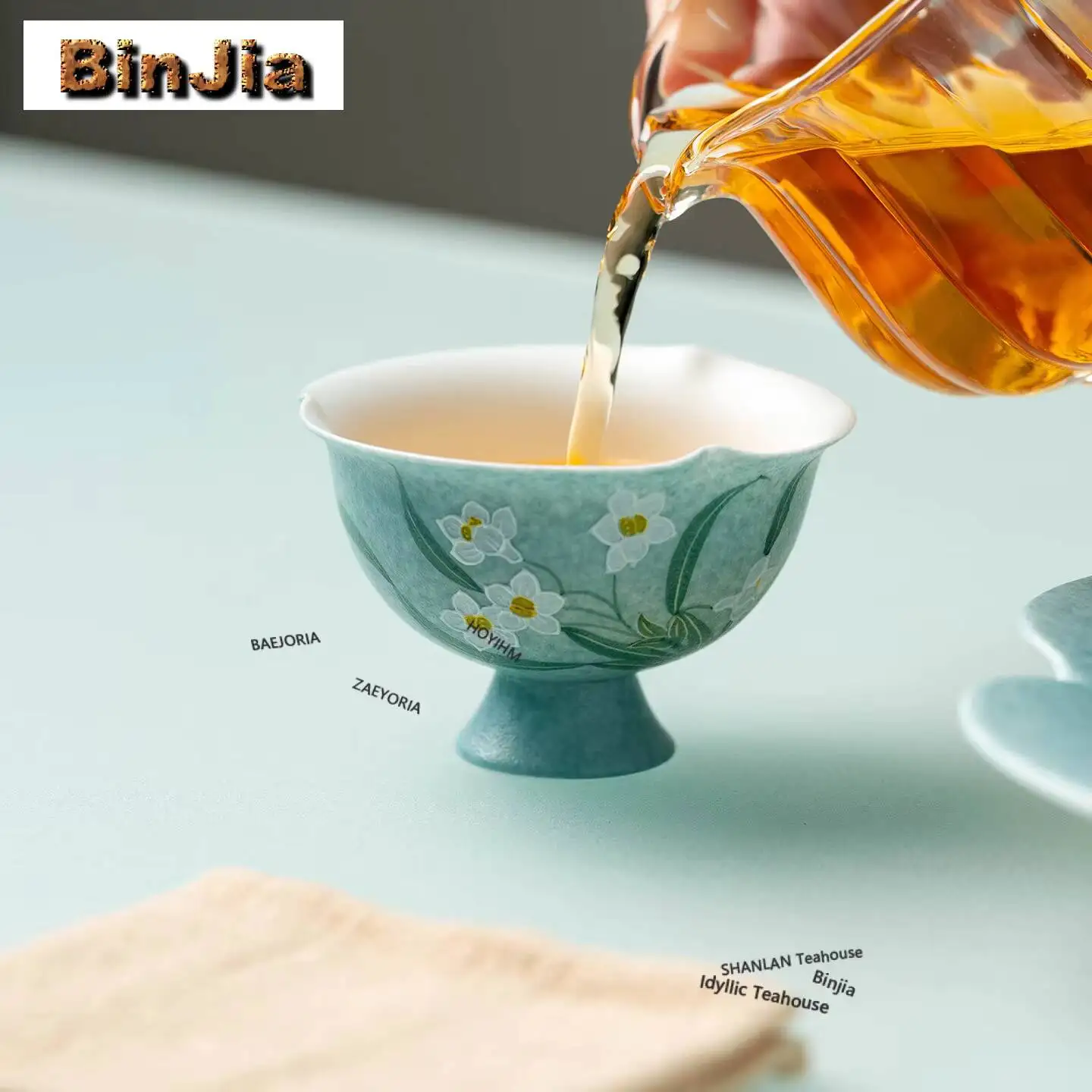 60ml Hand-painted Daffodil Teacup Retro Tea Bowl Jug Tea-tasting Smelling Cup Jianzhan Master Cups Drinkware Ornaments