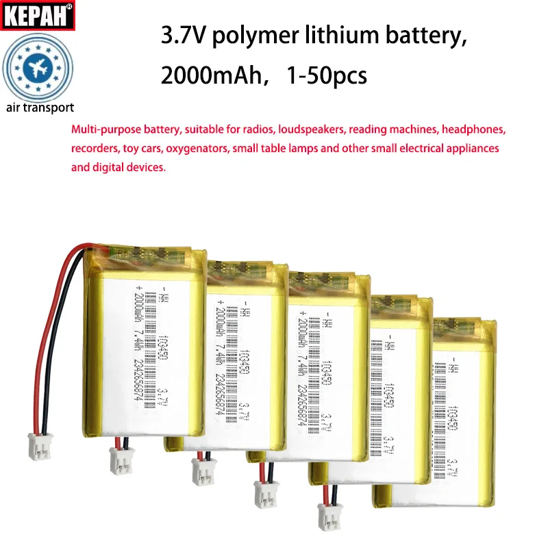 NEW 103450 3.7V 2000mAh Lipo Polymer Lithium Rechargeable Battery for GPS Navigator GPS MP5 Bluetooth Speaker E-Book Camera