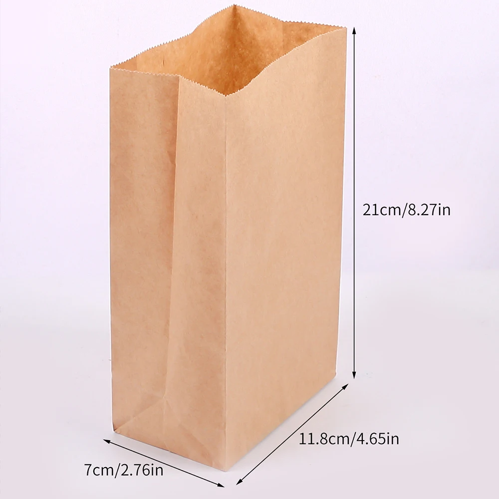 10Pcs Kraft Paper Bags Versatile Paper Snacks Lunch Bags for Food Take Out or Retail Shopping Bread Food Packaging Bag