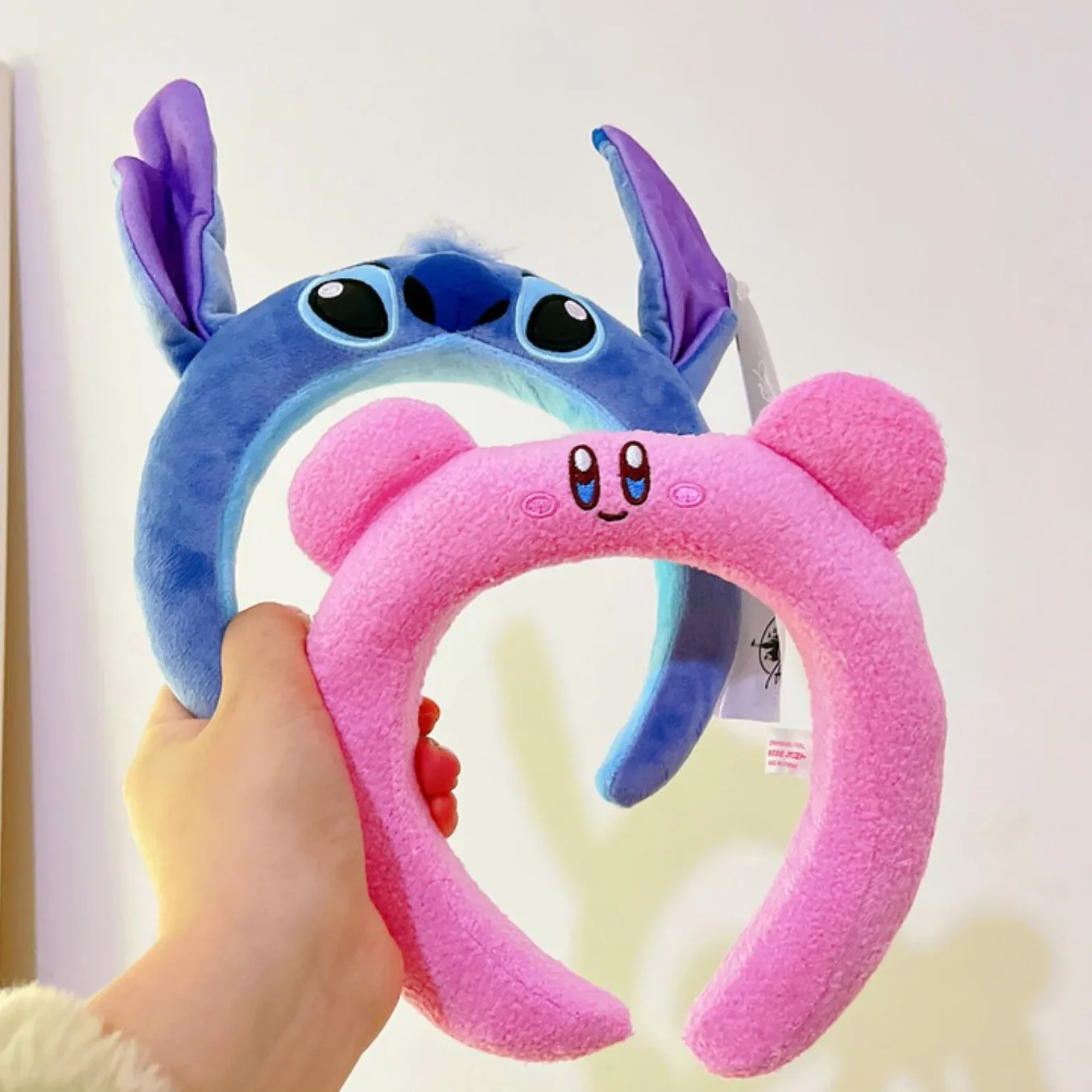 Cute Disney Stitch Kirby Plush Ears Headband Women Cartoon Minnie Hairband Girl Soft Doll Stitch Hair Accessories Kids Xmas Gift