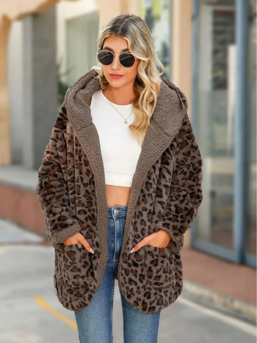 Woman Sweaters Cardigan Long Sleeve Leopard Print Knitted Cardigan Women Sweater Coat Tops Women Leopard Outwear Outdoor Jackets