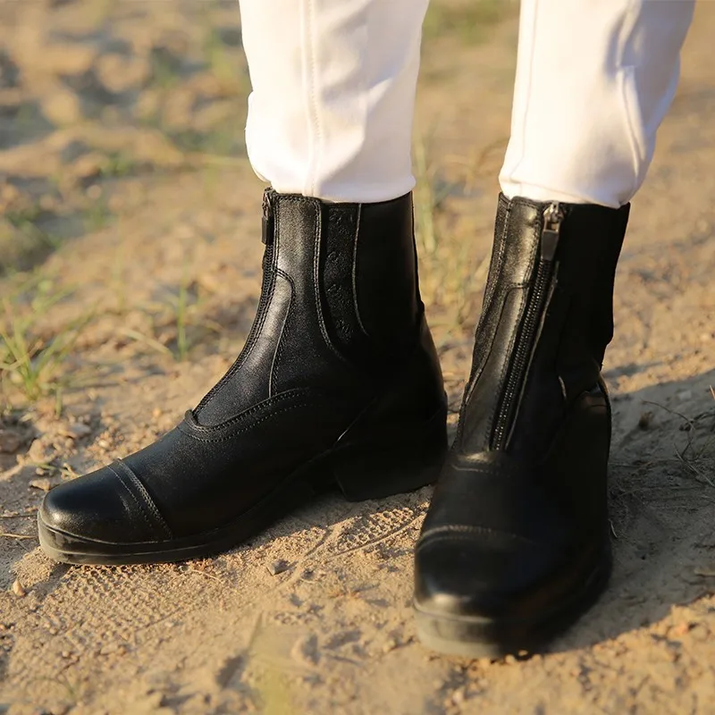 Bottes d'équitation courtes en cuir de vachette avec fermeture à glissière avant, bottes d'équitation italiennes, coordonnantes et respirantes, équipement d'équitation