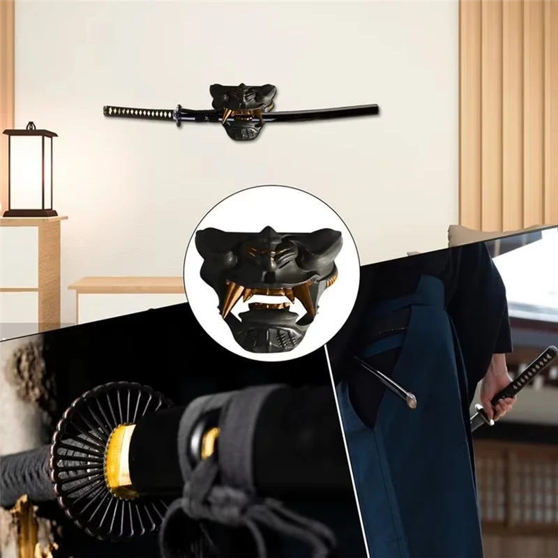 ABJI-Katana Wall Mounted Rack For Oni Katana Mask Wall Holder Japanese Black Samurai Sword Display Support Stand Katana Rack