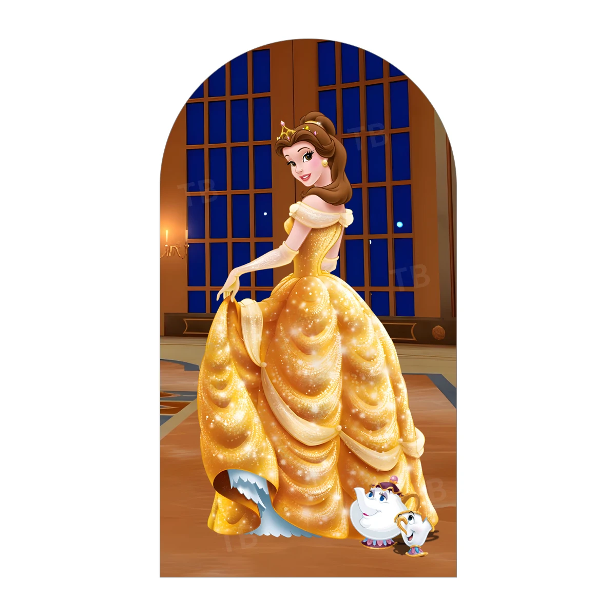 Disney Princess Belle Arch Backdrop Cover Beauty and The Beast Kids Birthday Party Baby Girls Shower Photography Background - Image 3