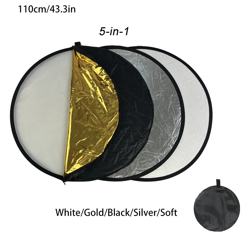 ชุดสะท้อนแสงถ่ายภาพสไตล์5-in-1ไฟไลฟ์ถ่ายภาพกลางแจ้งตัวเลือกขนาด60/80/110ซม. พกพาได้และพับเก็บได้