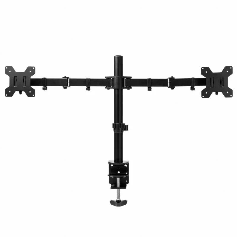 Wholesale 13-27 Inch LCD Screen Dual Monitor Stand 360 Rotation +- 90 Tilt Height Adjustable 10KGS Per Arm Clamp Desk Mount