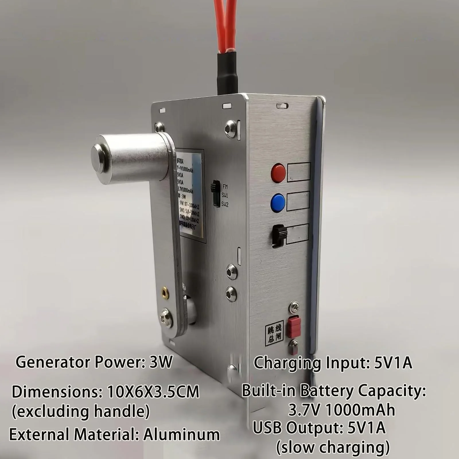 2026Portable Hand Crank Emergency Generator With LED Flashlight, Radio & USB Charger, Survival Power Supply For Camping, Fishing view 3