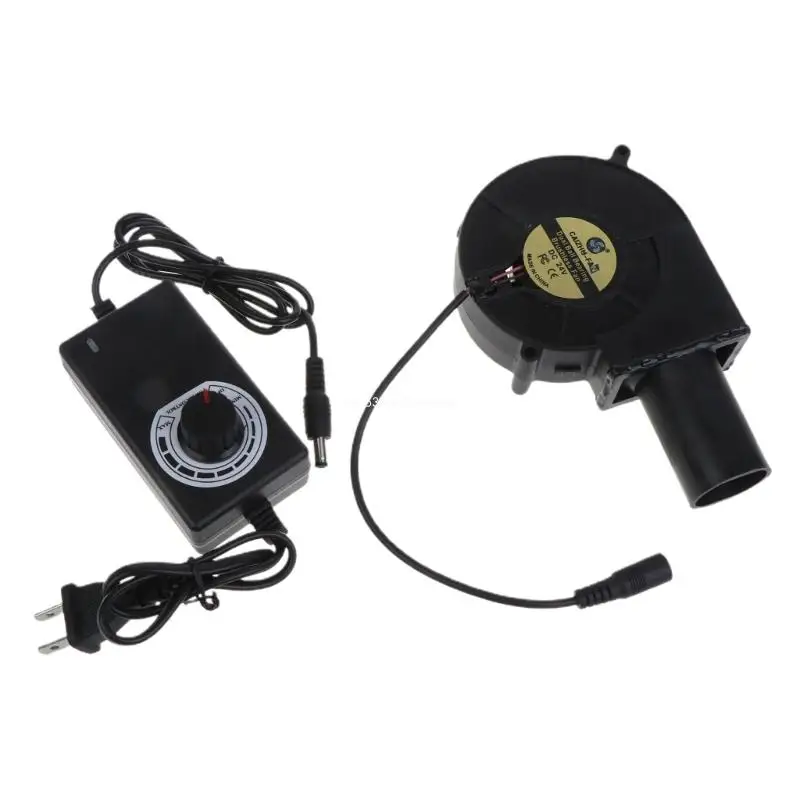 AC100-240V BBQ Grill Turbo Blower with Duct Adjustable Speed Adapter Wood Stove High Air Volume Cooking Blower Fan