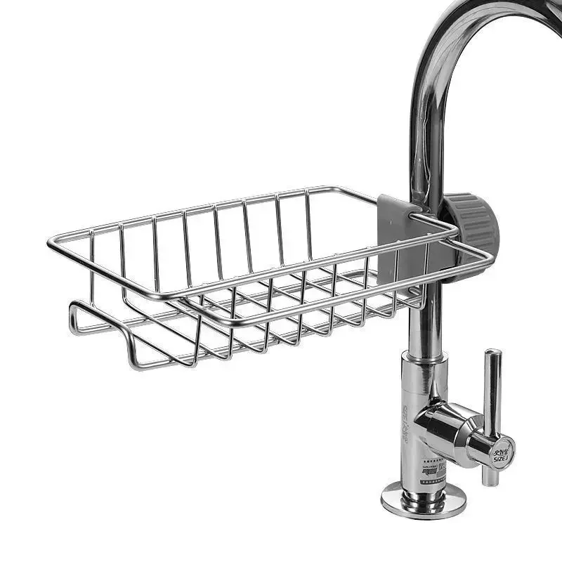 Stainless Steel Sponge Sink Organizer Rack Kitchen Accessories Drain Rack Storage Faucet Soap Holder Shelf Organizers