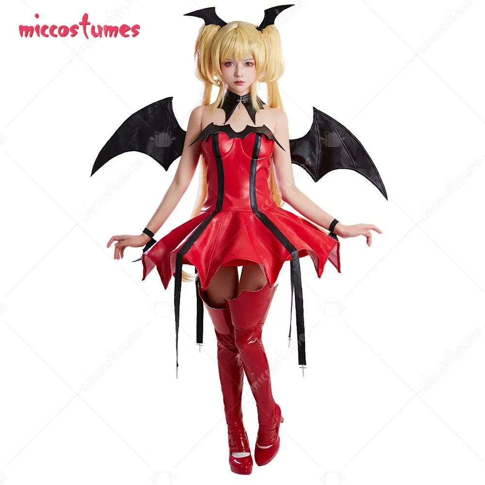 Miccostumes Women's Utau Cosplay Costume Tube Top Dress with Leg Cover and Wings for Halloween