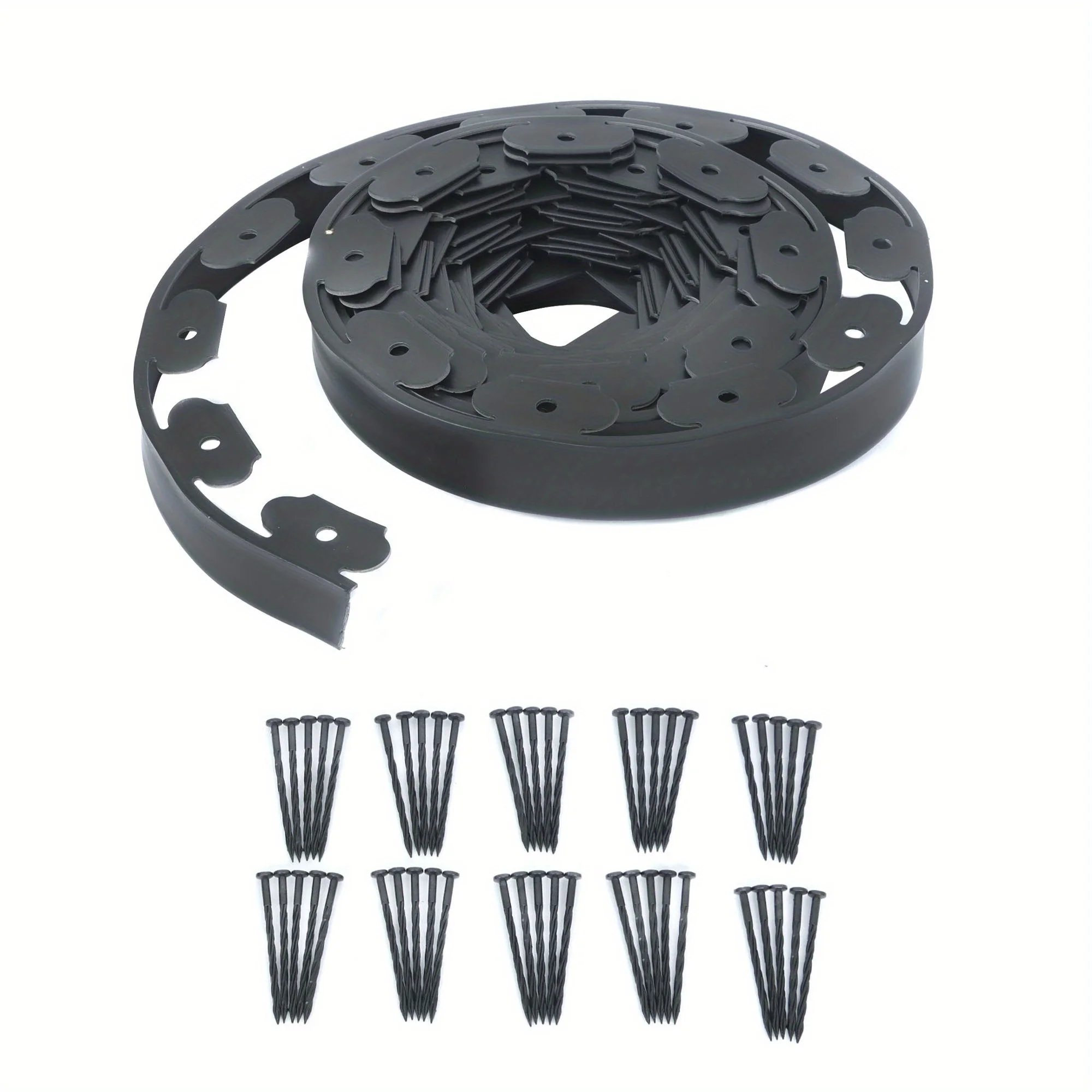 تشذيب الحواف الفورية - حافة مناظر طبيعية سوداء غير قابلة للحفر بطول 40 قدمًا، مجموعة حافة مناظر طبيعية بلاستيكية مع 50 مسمارًا، تستخدم في Lan