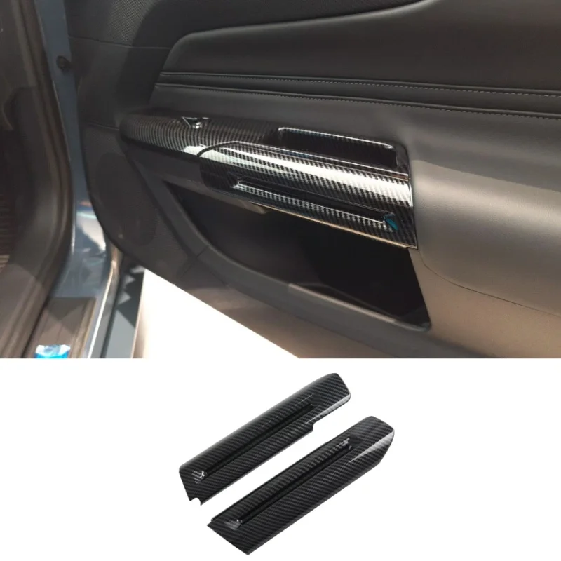 

For Ford Mustang 2024 2025 Side Door Handles Cover Trim ABS Carbon Fiber Printed Car-Styling Interior Parts Accessories