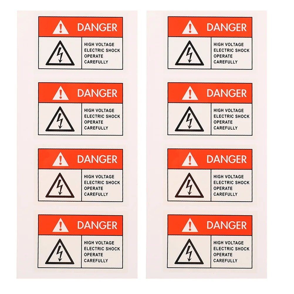 8 Pcs Shocks Anti-electric Label Stickers Decal Electrical Panel Labels High Voltage Sign for Caution