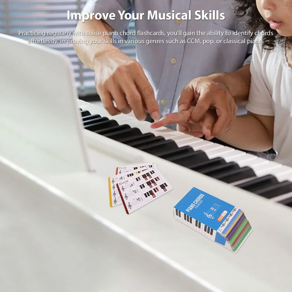 Premium Copperplate Paper Piano Chord Cards Color Coded Color Coded Cards Music Learning Tool For Piano Beginners