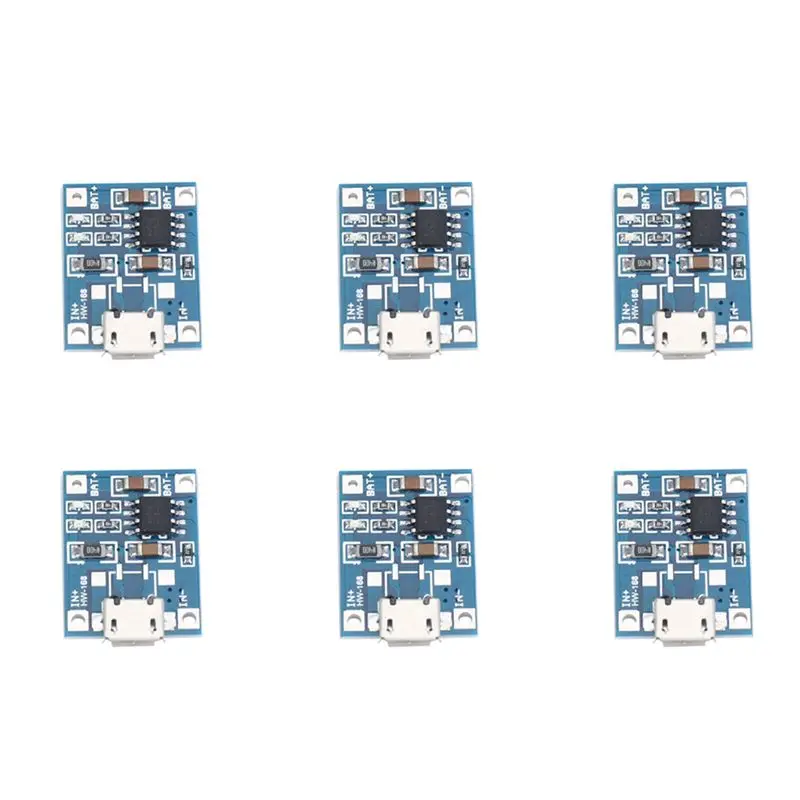 ABGI 6X Micro-USB TP4056 1A 18650 Lithium Battery Charging Module Board for DIY Power Bank