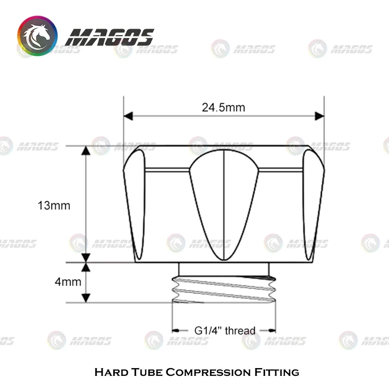OD14mm Hard Tubing Fittings, Rigid Pipe Compression Hand Twist For PETG/Acrylic Tube Connector Water Cooling system