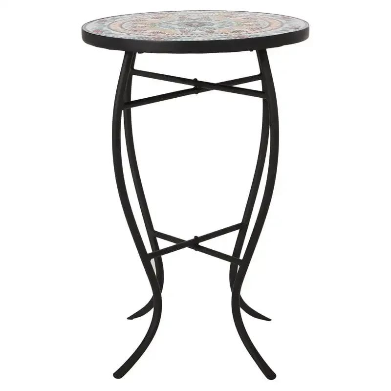 

Sadie Outdoor Metal Side Table, Black, Yellow and Red