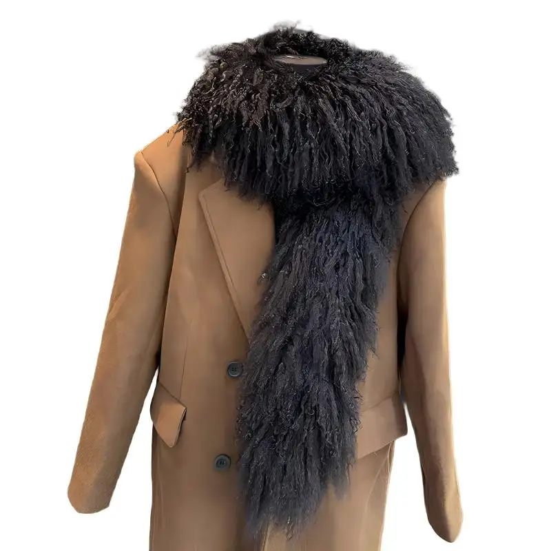 

CX-S-108A Двусторонние великолепные женские наряды, модный шарф из натурального монгольского меха ягненка