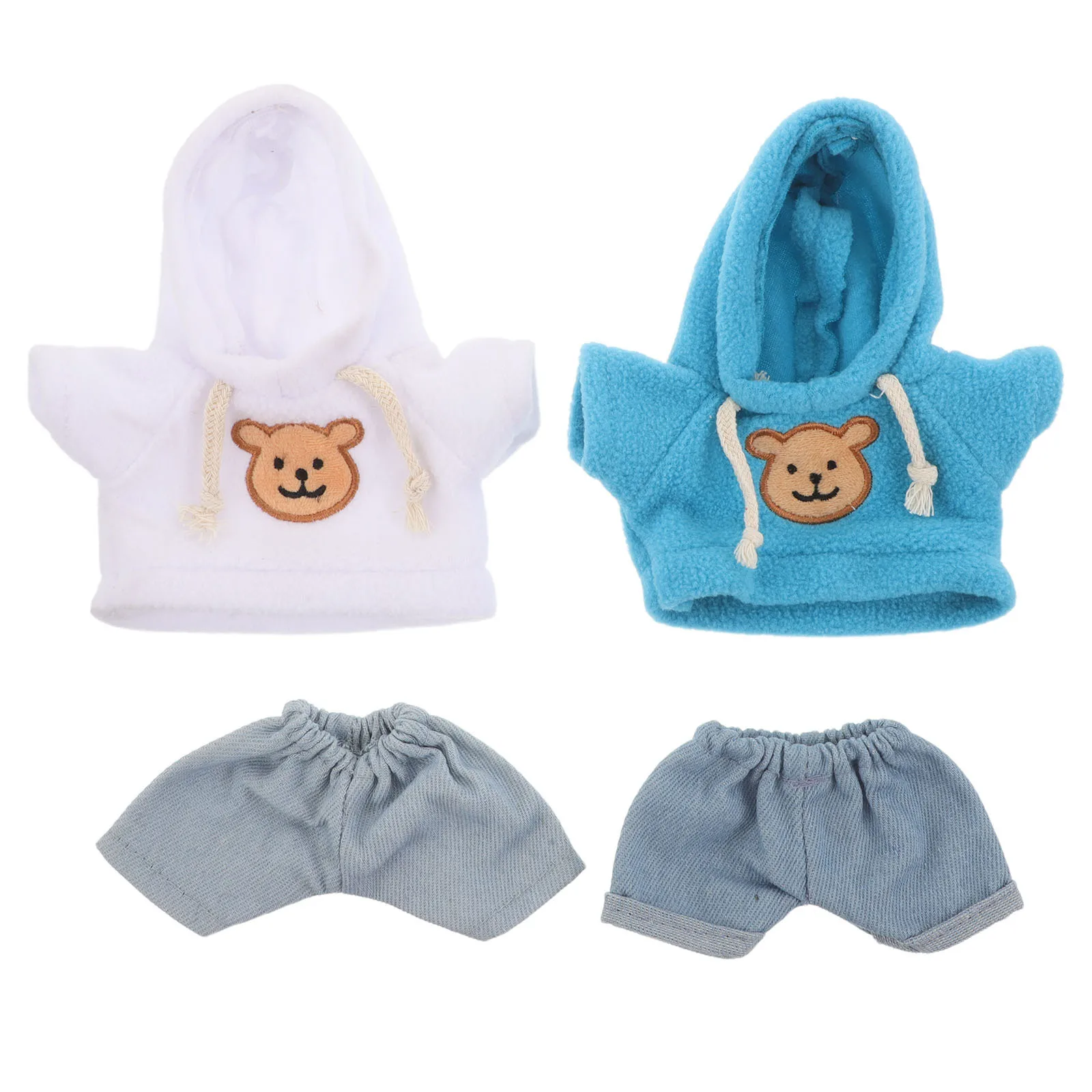 Conjunto de ropa de oso con capucha, pantalones vaqueros de 20Cm, animales de peluche, cómodo Kit de ropa de oso de algodón, 4 Uds.