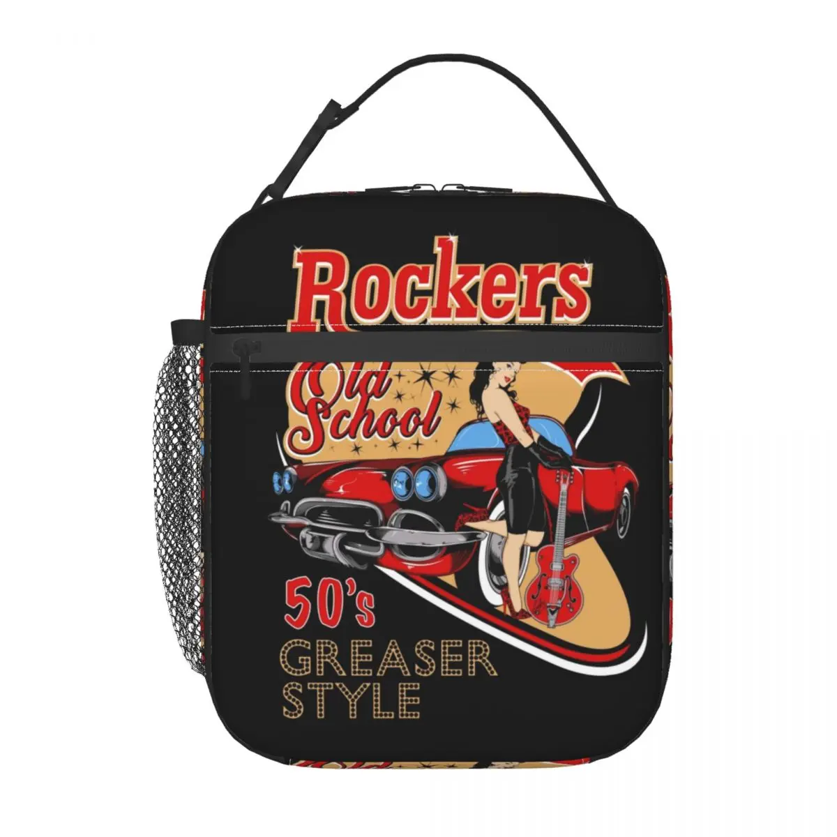 Rockabilly Pinup Vintage 1950s Insulated Lunch Bag for School Office Music Pop Resuable Thermal Cooler Lunch Box Women Kids