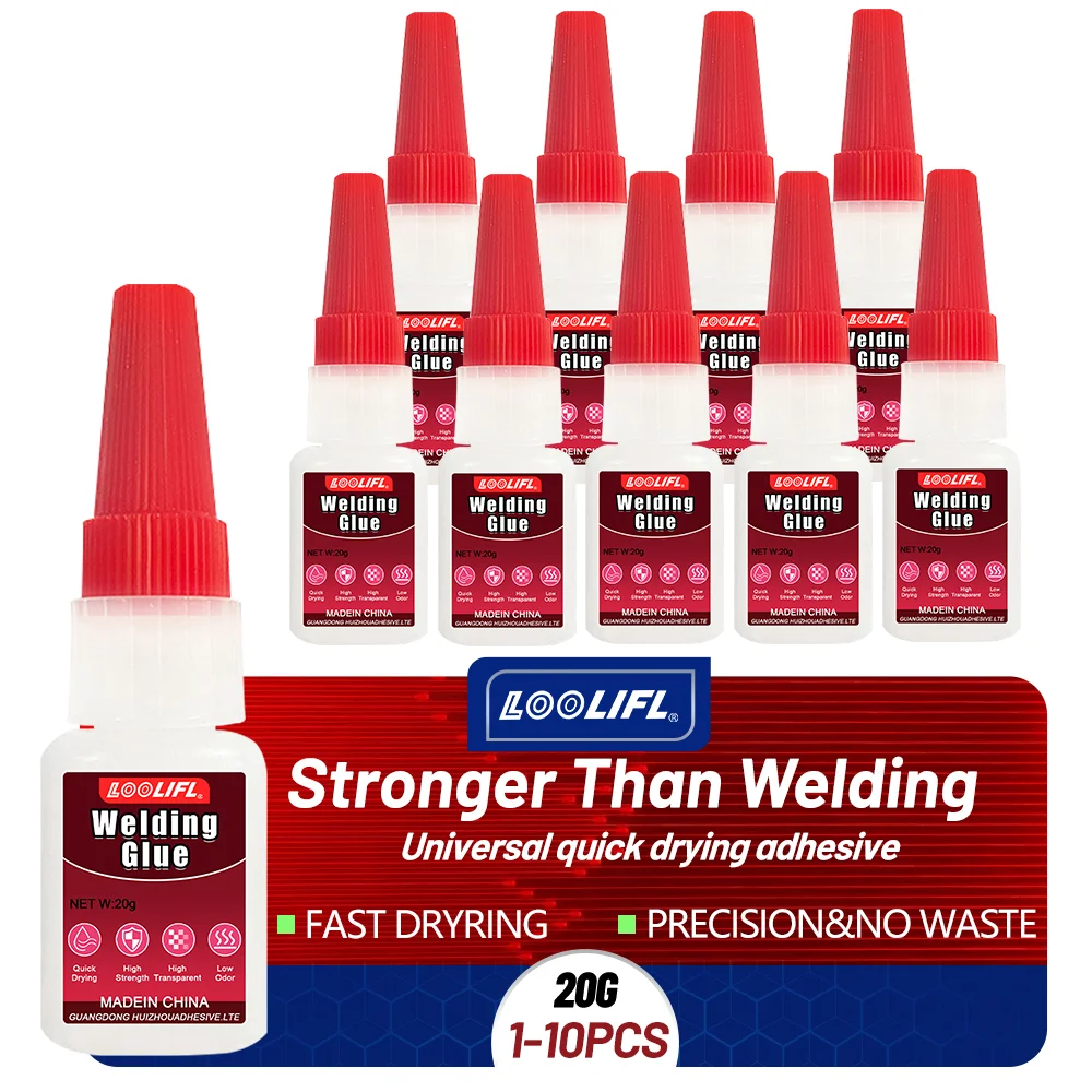 LOOLIFL Instant Strong Super Glue Universal Mighty High Viscosity Welding Glue for Metal Glass Wood DIY Adhesive Fast Dry tool