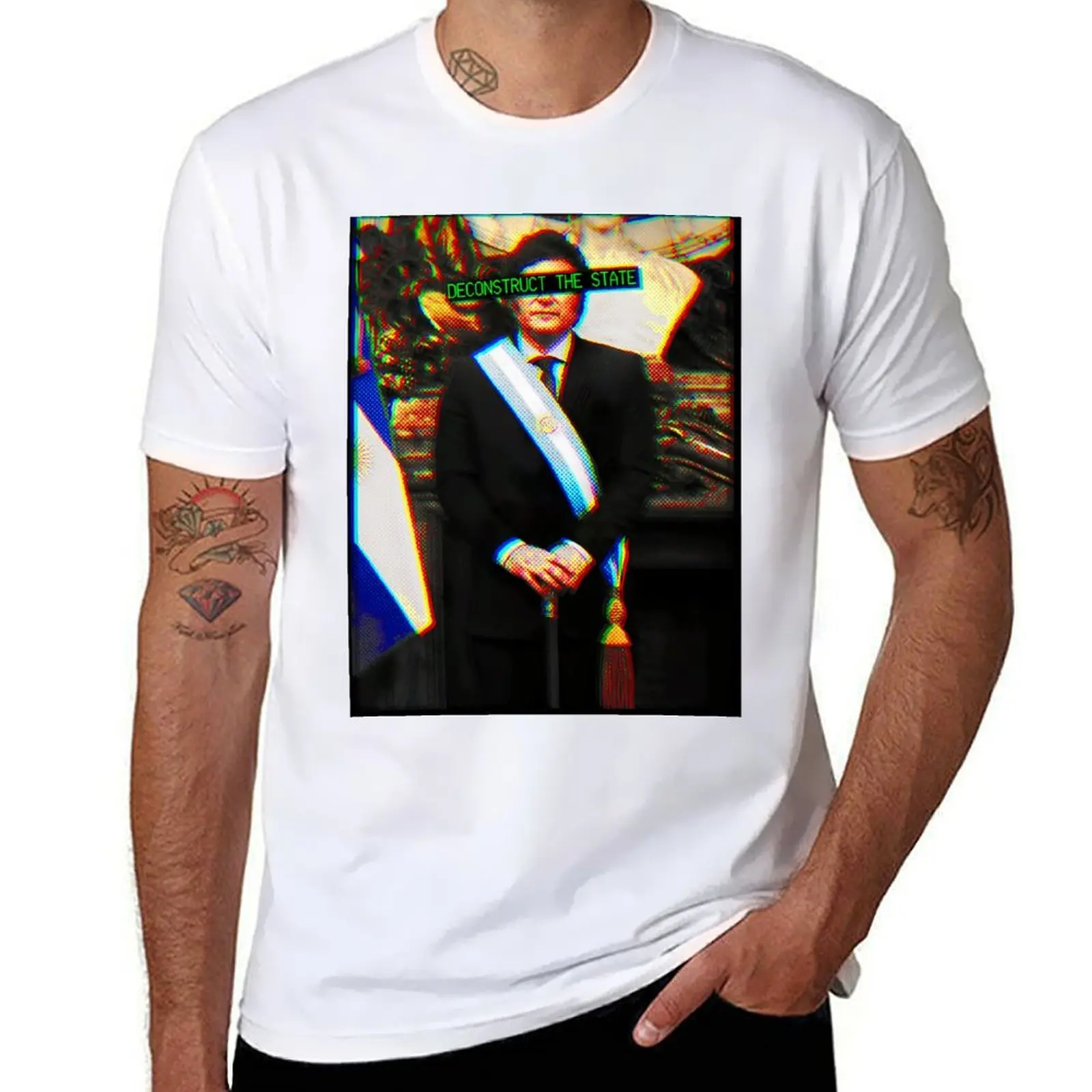 

State Javier Libertarian Deconstruct The Milei President T-Shirt Simple Solid Color Crew Neck Tee