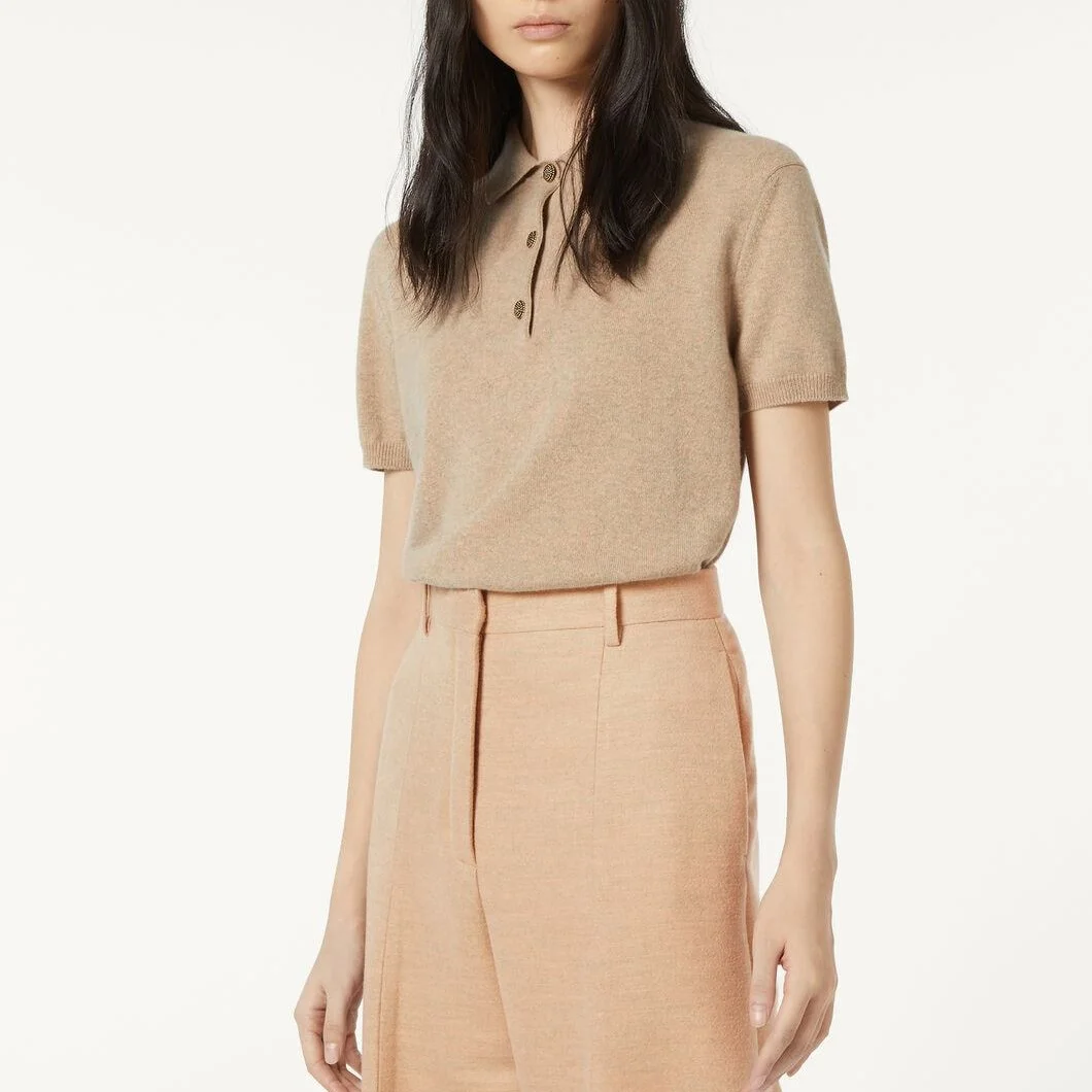 

2025 Women Fashion POLO Shirt Pure Cashmere Knitted Stretch Corset LP Women Tops T-shirts y2k New High Quality Pullover bra