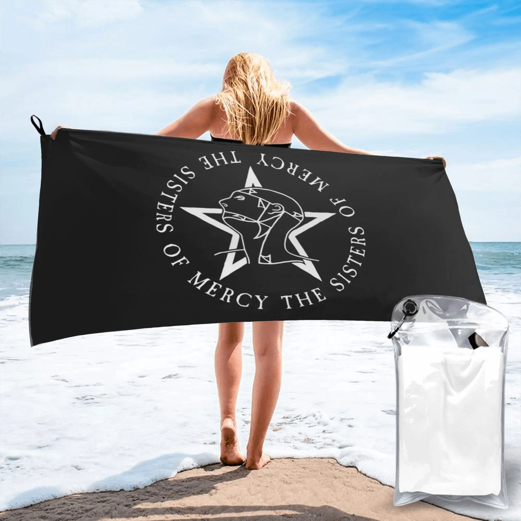 Round Text Logo Goth The Sisters Of Mercy Beach Towel Soft Microfiber Quick Dry Absorbent Quick Towels For Swimming