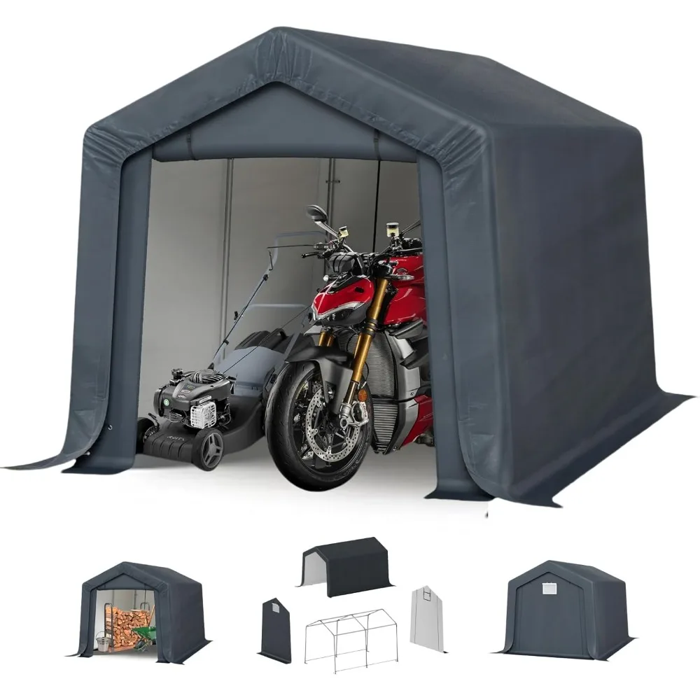 

Outdoor Storage Shed 8x12 Ft, Heavy-duty Canopy, with Roll-up Zippered Door, Outdoor Multi-purpose Shed Garage Tent
