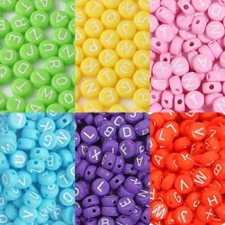 100/200/300/500pcs Mixed Colorful Acrylic Letter Beads Round Flat Loose Spacer Beads For Jewelry Making DIY Handmade Bracelet