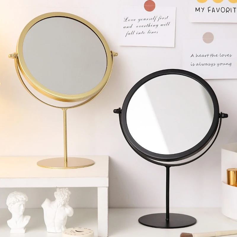 北欧風アイアン製丸型化粧鏡、バスルーム、寮、ドレッシングテーブル用、女性、ティーン向け、エレガントでミニマルな誕生日プレゼント