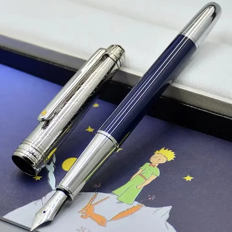 طبعة محدودة الأمير الصغير الأزرق 163 معدن الراتنج رولربال قلم حبر جاف القرطاسية أقلام حبر مع هدية الرقم التسلسلي