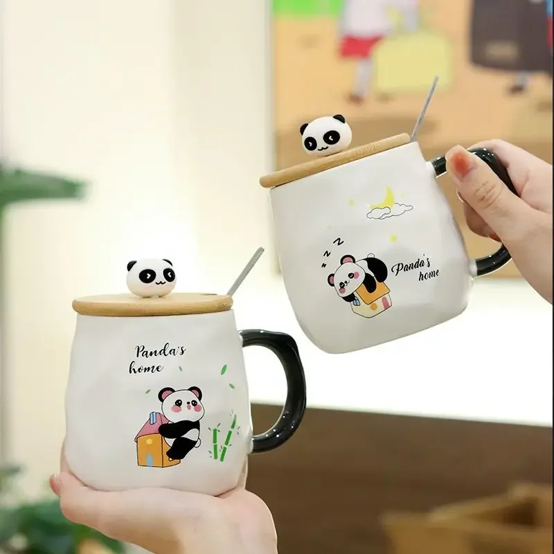 Cute Mugs Coffee Cups Cute Panda Mug Healthy Ceramic Cup With Lid Spoon Personalized Gifts Cup for Tea Drinkware