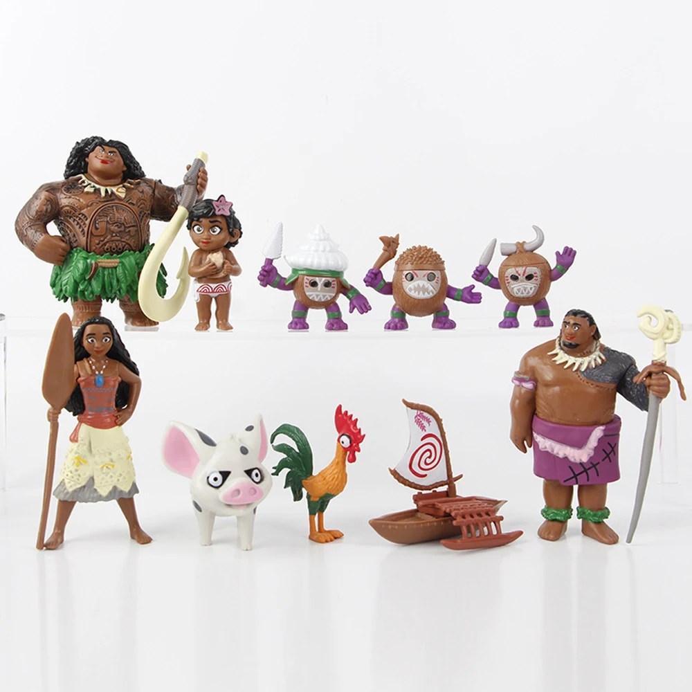 Figura de Acción de Anime Moana, Muñecos de Maui, Moana Waialiki y Heihei, Juguetes, Decoración para Pasteles, Regalos, Regalo de Navidad