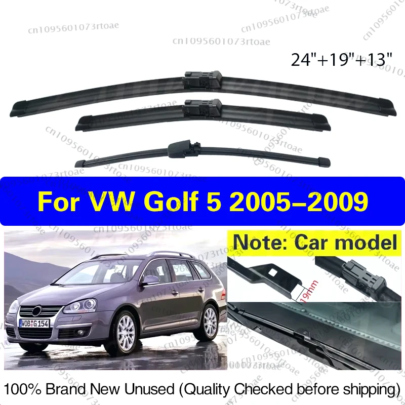 

3PCS For VW Golf 5 2005 - 2009 24"+19"+13" Front Rear Wiper Blades Windshield Windscreen Window Car Accessories 2006 2007 2008