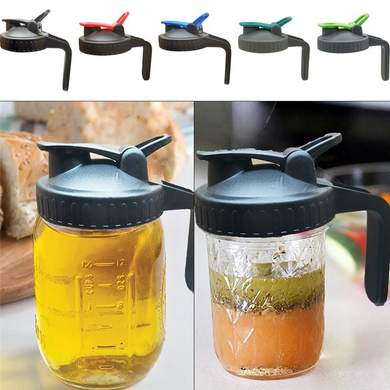 PB-86Mm أغطية جرة بلاستيكية قابلة لإعادة الاستخدام لجرة واسعة الفم مانعة للتسرب غطاء زجاجة الختم غطاء صنبور مع مقبض مع ثقوب صب