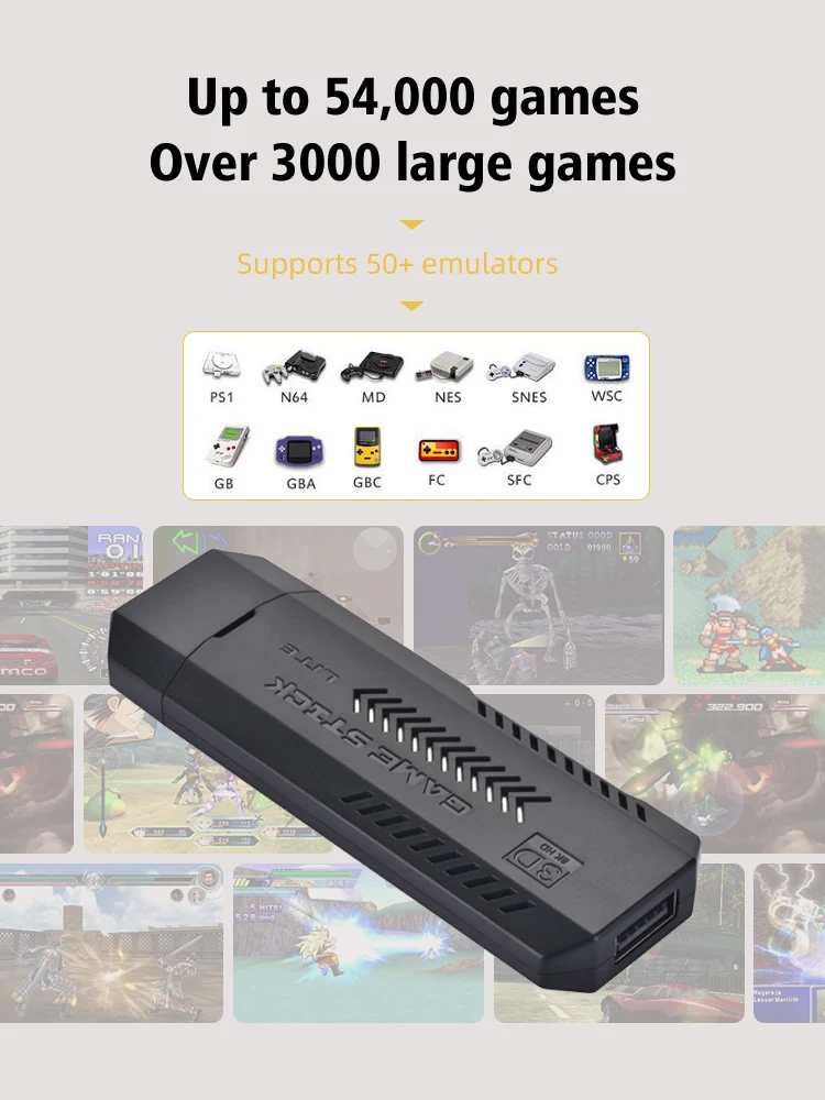 Video Game Console TV HD Game Stick 4K 256GB 54000 Retro Portable Everdrive Gaming 50 Emulators For NDS PSP PS1 N64