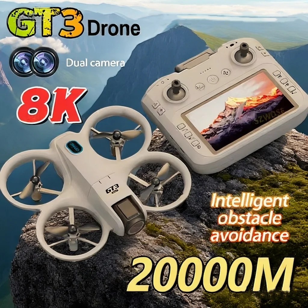 GT3 مع شاشة صغيرة بدون طيار 8K HD كاميرا 180 °   ESC التصوير الجوي الطائرات ارتفاع الجيب UFO التحكم عن بعد لعبة الطائرات الهدايا