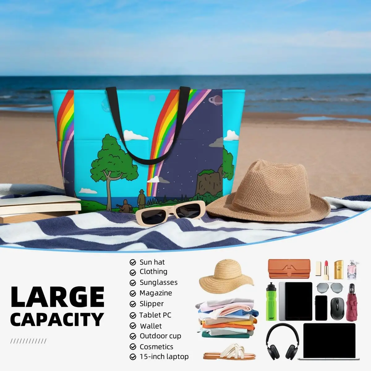 Big Lez Show Landsc Beach Tote Bag Sport Gym Yoga Duffle Large Tote Bag Women Travel Bag Fitness bag