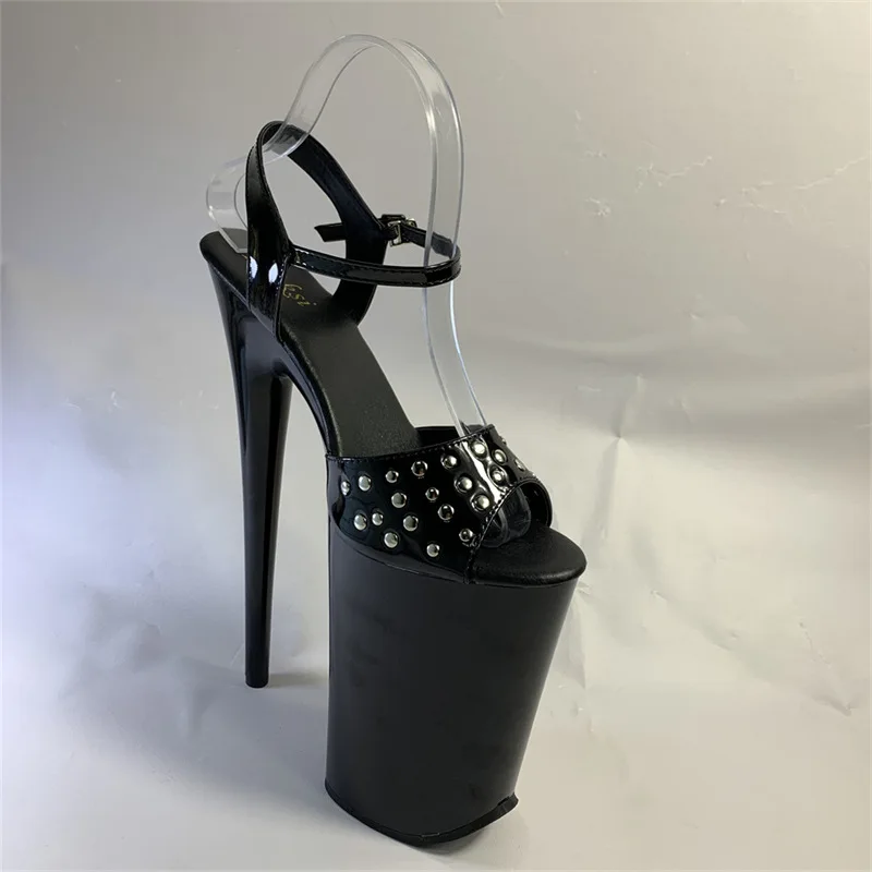 LAIJIANJINXIA 23cm/ 9inches shinny pu upper platform high heel sandals pole dance shoes