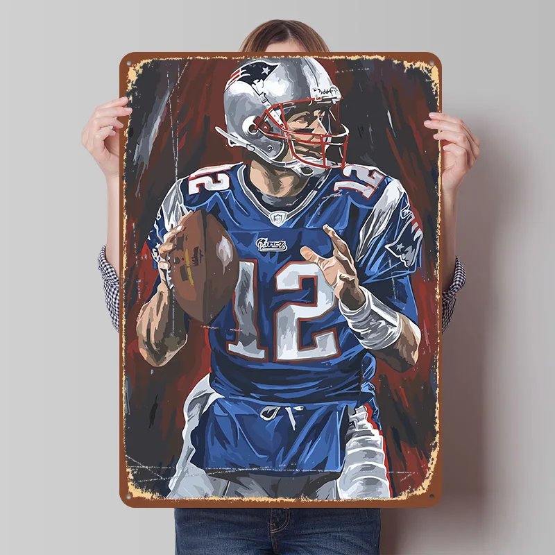 National Football League Printed Poster Customized Wall Art Retro Vintage Metal Tin Signs for Home Bathroom Decor Custom Plate