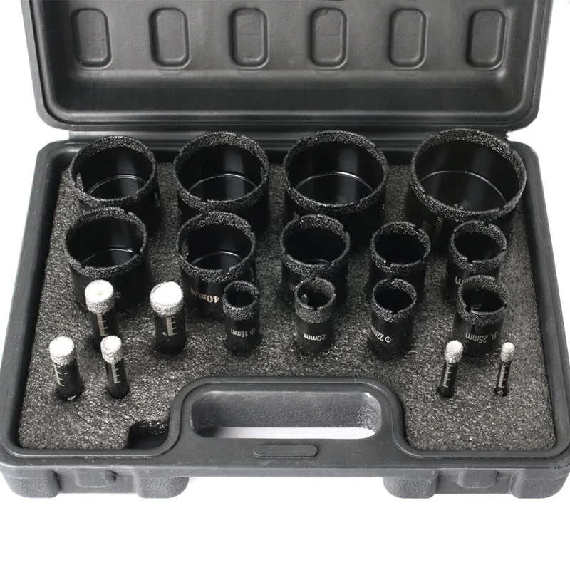 Drill Bits 19Pcs 6-60Mm Hole Saw Kit For Granite Stone Tile Ceramic Construction Tools